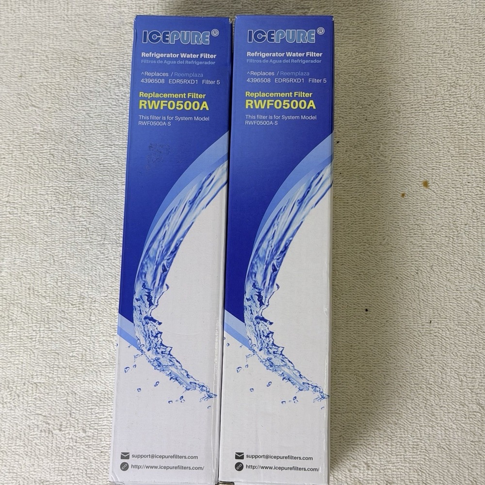 2 X ICE PURE RWF0500A-REFRIDGERATOR  REPACE WATER FILTER FOR WHIRLPOO KITCHENAID